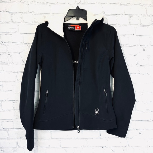 |•SPYDER•| Black Soft Shell Sherpa Hooded Jacket - Picture 11 of 16